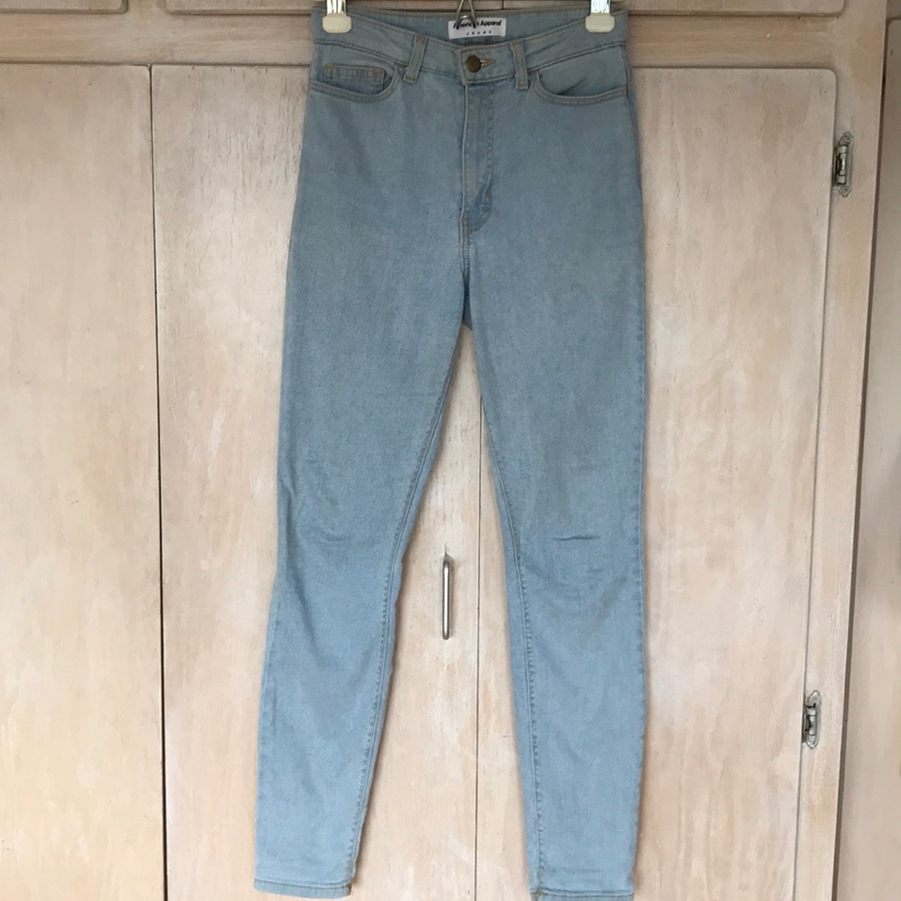 High Waist Washed Blue Jeans